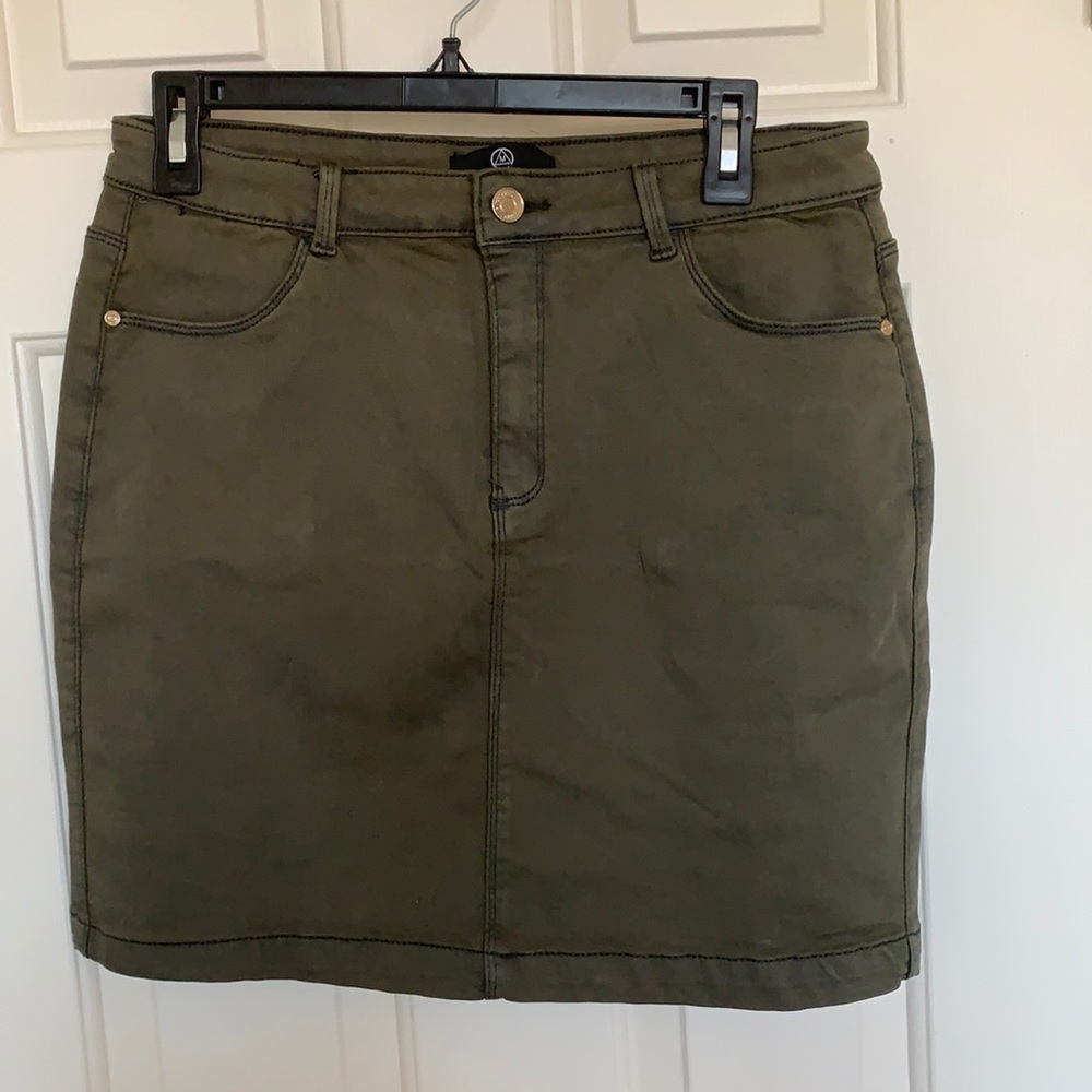 Missguided Khaki Army Green Demin Skirt